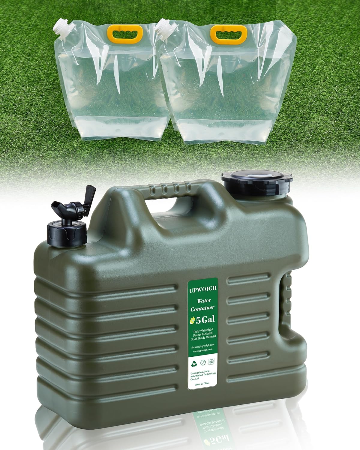 5 Gallon Water Jug and 2.6Gal Collapsible Water Bag Set of 2-2PACK
